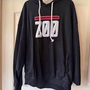 Black Hoodie with Red and White Logo